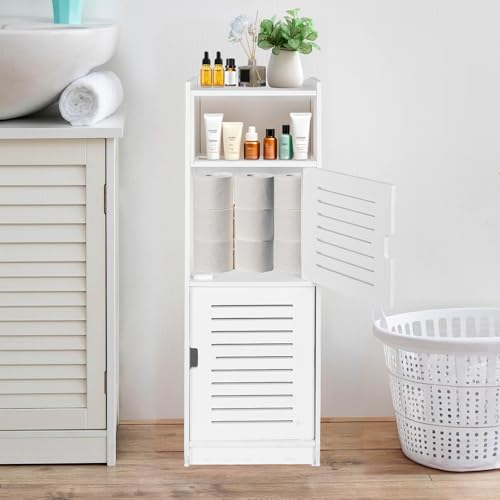 ShellKingdom Toilet Paper Holder Stand, Small and Slim Bathroom Storage Cabinet for Bathroom Small Spaces, 29.1 x 9.5 x 7.9 inch - size: 29.1 x 9.5 x 7.9 inch
