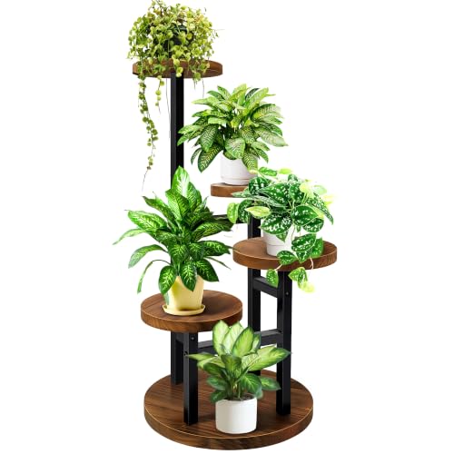 4 Tier Plant Stand Indoor | Metal Wood Plant Stands For Indoor Plants, Corner Tiered Flower Plant Shelf Rack for Living Room, Bedroom, Brown - color: 4 Tier-Brown