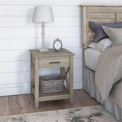 Bush Home Key West Nightstand with Drawer in Washed Gray