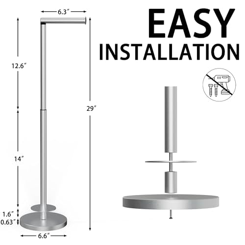 Toilet Paper Holder Stand 1 pc, Height Adjustable, Reserve Tissue for 6 Spare Rolls, Bathroom Storage, Rustproof with SUS304 Stainless Steel (Brushed Nickel) - color: Nickel Brushed