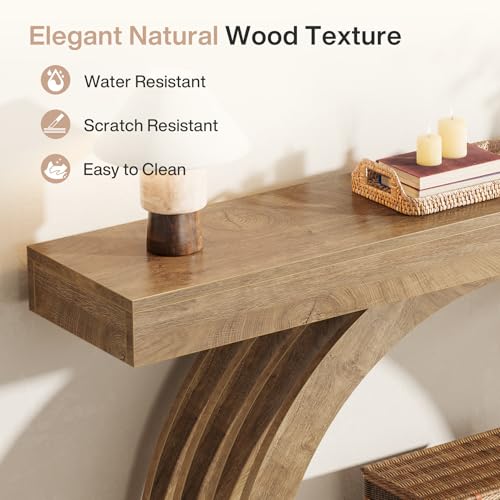 Tribesigns 63-Inch Entryway Table, 2-Tier Sofa Table Behind the Couch, Farmhouse Narrow Unique Arched Console for Hallway, Living Room, Foyer
