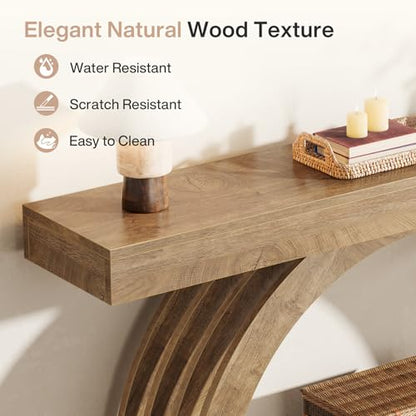 Tribesigns 63-Inch Entryway Table, 2-Tier Sofa Table Behind the Couch, Farmhouse Narrow Unique Arched Console for Hallway, Living Room, Foyer