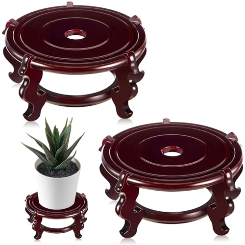 Geetery 2 Pcs 4 to 12 in Wooden Plant Stands Indoor Chinese Oriental Plant Stand for Vase Fishbowl Flower Pot Lamp Redwood Base Vintage Display Rack Decor(6 Inch) - size: 6 Inch