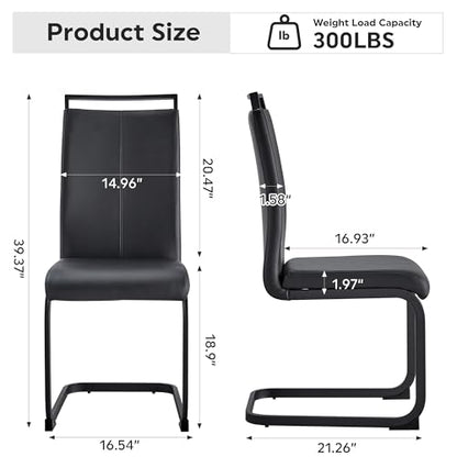 Baysitone Modern Dining Set of 2, Side Chairs With Black Frame, Faux Leather Padded Seat High Back for Kitchen, Dining Room, Living Room - Black - color: Black With Black Leg, size: Set of 2