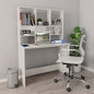 Computer Desk with Storage Shelves, High Gloss White Rectangular Writing Desk for Home Office, Compact Space-Saving Workstation, Engineered Wood - color: High Gloss White