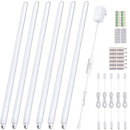 Cefrank 6-Pack 12 Inch Seamlessly Linkable LED Under Cabinet Lighting Strip Light Bars for Cabinet, Kitchen, Shelf, Workbench, Cupboard, 1200 Lumen Cold White 6000K - color: White