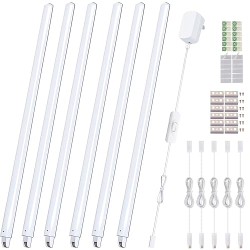 Cefrank 6-Pack 12 Inch Seamlessly Linkable LED Under Cabinet Lighting Strip Light Bars for Cabinet, Kitchen, Shelf, Workbench, Cupboard, 1200 Lumen Cold White 6000K - color: White