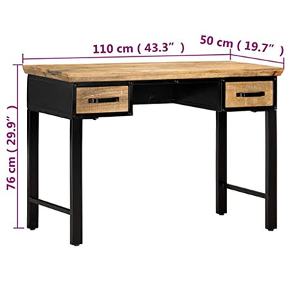 vidaXL Writing Table 43.3"x19.6"x29.9" Solid Mango Wood | Plenty of room to keep your stuff organized, Made from solid mango wood, Shiny finish mixes style with functionality