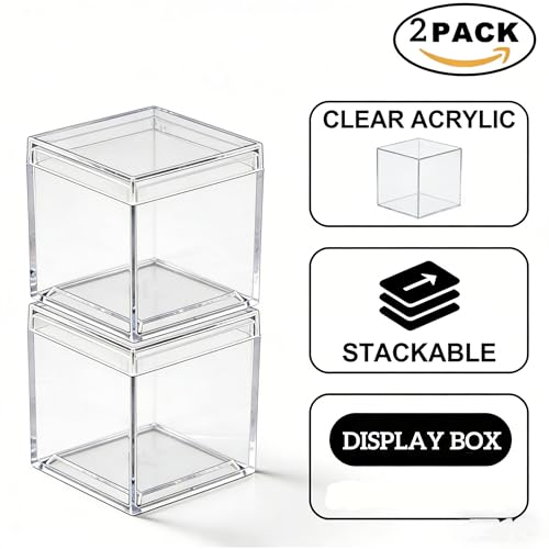 KissYou Small Acrylic Box with Lid Clear Candy Boxes Acrylic Square Cube 4 Pieces Display Case Transparent Jewelry Storage Box Party Decorative Boxes - size: 1.3 x 1.3 x 1.3 Inch