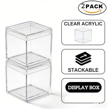 KissYou Small Acrylic Box with Lid Clear Candy Boxes Acrylic Square Cube 4 Pieces Display Case Transparent Jewelry Storage Box Party Decorative Boxes - size: 1.3 x 1.3 x 1.3 Inch