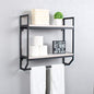 2-Tier Metal Industrial 23.6" Bathroom Shelves Wall Mounted,Rustic Wall Shelf Over Toilet,Towel Rack with Towel Bar,Utility Storage Shelf Rack, Floating Shelves Towel Holder,Retro White - color: B
