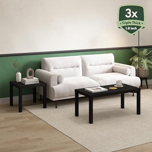 Furinno CLASSIC Coffee Table, Modern Rectangle Printer Stand, Black | 1.8" Triple Thick Tabletop, Toolless Assembly, Side Table, for Living Room, Home Office - color: Black, size: Rectangle