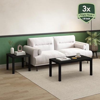 Furinno CLASSIC Coffee Table, Modern Rectangle Printer Stand, Black | 1.8" Triple Thick Tabletop, Toolless Assembly, Side Table, for Living Room, Home Office - color: Black, size: Rectangle