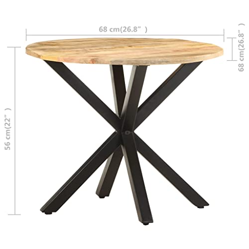 Industrial Wooden Side Table 26.8x26.8x22 Inches, Solid Mango Wood End Table with Powder-Coated Iron Legs, Industrial Style Accent for Living Room - color: Solid Mango Wood