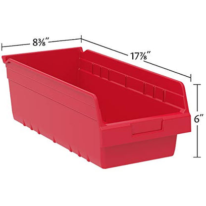 Akro-Mils 30088 Plastic Nesting ShelfMax Storage Bin Box, 18x8x6-Inch, Red (8-Pack) - color: Red