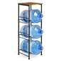 OYEAL 5 Gallon Water Bottle Jug Holder 3-Tier Water Bottle Holder Organizer with Top Shelf, Heavy Duty Water Dispenser Stand Rack for Kitchen Living Room Office, Rustic Brown - style: Round Tube Brown