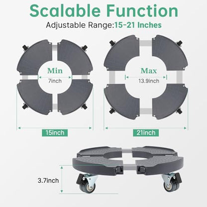 W B D WEIBIDA Round Dolly with Wheels Heavy Duty, Adjustable Pot Dolly 16-20 Inch, Large Plant Mover Indoor Outdoor, Muti Functional Rolling Dolly Cart for Trash Can, Keg, Drum, Barrel - color: Gray