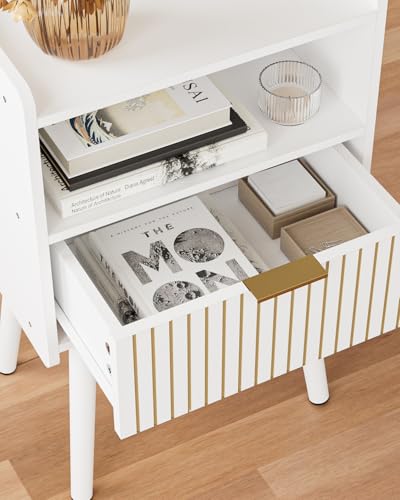 Night Stand, Modern Side Table, Small Nightstand, Wood Bedside Table with Storage Drawer End Table for Bedroom,Living Room,Office,White - color: White