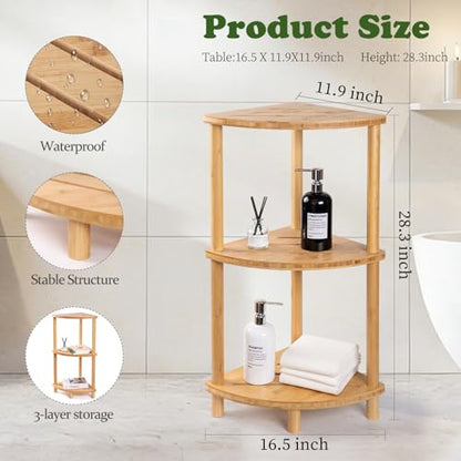 Corner Shower Caddy Stand, Bamboo Shower Organizer Standing with Anti-Slip Feet, Bathroom Corner Shelf,Waterproof & Durable, Space-Saving Design Storage for Kitchen or Living Room - style: Shower caddy-022