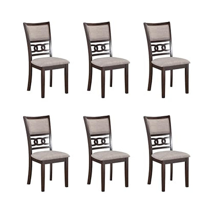 New Classic Furniture Gia Dining Chair (Set of Six), Light Brown Fabric Upholstered Seat & Back Rest, Cherry Brown - color: Cherry, size: Set of 6, style: Dining Chair