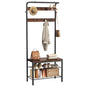 NEWBULIG Coat Rack, Hall Tree with Shoe Bench, 4-in-1 Entryway Organizer with 10 Hooks and Storage Shelf, Rustic Wood Entryway Bench for Mudroom, Living Room, Bedroom, Brown - color: Deep Brown