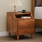 Nightstand with Drawers, Pre-Assembled, 19.7" H Natural Solid Wood Night Stand with Open Sliding Shelf, Mid Century Modern Small Bedside Table Cabinet for Bedroom, Walnut, 16" - color: Walnut, size: 16"