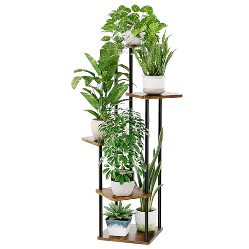 Bamworld Plant Stand Indoor Tall Plant Shelf for Multiple Plants Corner Plant Table Tiered Flower Stand for Living Room Bedroom Balcony Brown - color: Brown Oak, size: 5 Tier