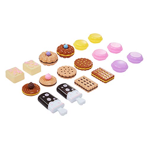 Teamson Kids My Dream Bakery Shop Dessert Stand and Rolling Pastry Cart Interactive Wooden Play Set with 18 Pretend Baked Goods, White and Mint Green with Gray Polka Dot Accents - style: Bakery Shop Dessert Stand