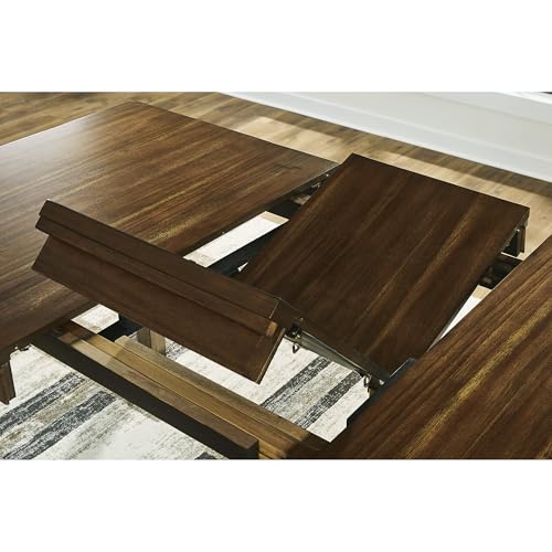 Signature Design by Ashley 1-Piece Counter Height Dining Table, 60-78 in | 18-in self-storing butterfly leaf, Hardwood solids, select acacia veneers and engineered wood, Medium brown, Ralene Series - color: Medium Brown, style: Counter Height Table