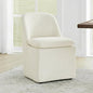KISLOT Upholstered Dining Chairs Set of 1 with Casters, Modern Side Armless Deskchair with Washable Slipcover & Sturdy Metal Frame for Diningroom Bedroom Livingroom Reading Room, Beige Fabric - color: B Beige Fabric (Metal Frame), size: Set of 1