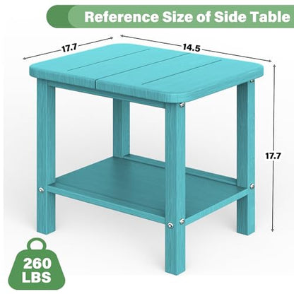 Patio Side Table, Small Rectangular HDPE Adirondack End Table for Outdoor Use in Pool, Garden, Lawn, Backyard,Aurba - color: Aurba