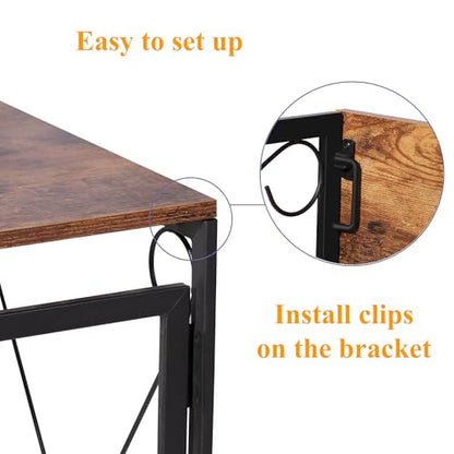 VECELO 39 Inch Folding Desk Simple Assembly, Writing Computer Desk for Home Office Study Office Foldable Table for Small Spaces,Classic Brown,2 Set