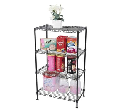 FOXHOLE 4-Tier Black Wire Shelving Unit Adjustable Shelves Industrial Welded Storage Rack for Kitchen, Pantry Garage 19.69" W x 11.81" D x 31.50" H - size: 19.69" W x 11.81" D x 31.50" H