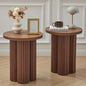 Small Sofa Side Table Set of 2, Fluted Accent Pedestal End Table, Wood Round Night Stand, Farmhouse Bed Side Table Drink Tables for Living Room, Small Spaces (Walnut-2PCS) - color: Walnut-2pcs