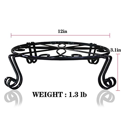 2 Pack 12"x3.1" Black Plant Stand for Flower Pot Heavy Duty Potted Holder Indoor Outdoor Metal Rustproof Iron Garden Container Round Supports Rack for Planter Bronze,Pumpkin Stand Outdoor
