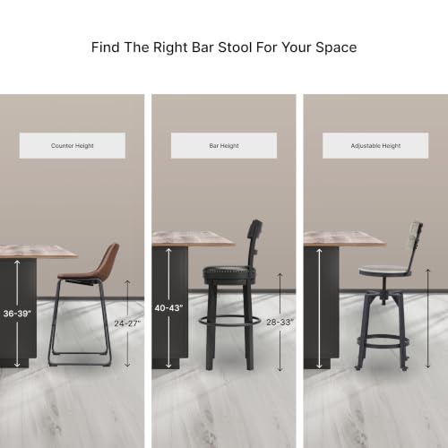 Signature Design by Ashley Ralene Traditional 26" Counter Height Faux Leather Seat Barstool, 2 Count, Brown | Wipe-clean faux leather cushion, Veneers, wood and engineered wood frame, 25.63-inch seat height, Ralene Series - color: Medium Brown, style: Bar