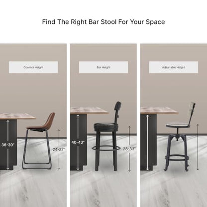Signature Design by Ashley Ralene Traditional 26" Counter Height Faux Leather Seat Barstool, 2 Count, Brown | Wipe-clean faux leather cushion, Veneers, wood and engineered wood frame, 25.63-inch seat height, Ralene Series - color: Medium Brown, style: Bar
