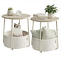 VASAGLE LILEA Collection - Small Round Side End Table, Modern Nightstand with Fabric Basket, for Living Room, Bedroom, Set of 2, Cream White ULET225LL01S - color: Cream White, size: Round + 2 pack