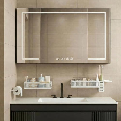 PUSDON 5-in-1 Wide Wall Mount Wrapped Mesh Kitchen Organizer & Shower Caddy Kit, with Paper Towel Holder, Utensil Holder, Soap Dish, Heavy Duty 50LBS - White, Netting - color: White, size: 5-in-1 Full Mesh (12.6" Wide)
