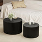 Round Nesting Coffee Table Set of 2 Modern Black Fluted Coffee Table Small Round End Table Side Table Circular Coffee Tables Circle Nested Coffee Tables for Living Room (Black Small) - color: Black Small