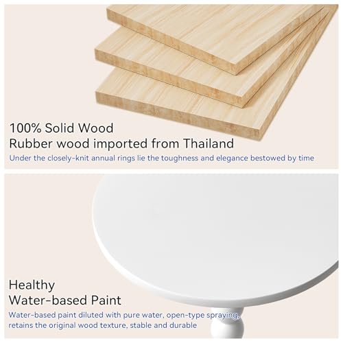 Aibiju Side Table, Wood Round Drink Table, Small End Table, Weighted Base Pedestal Table for Living Room, Bedroom, Modern White YD-RST001W - color: White