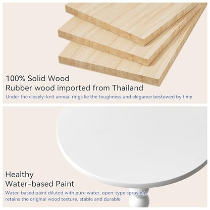 Aibiju Side Table, Wood Round Drink Table, Small End Table, Weighted Base Pedestal Table for Living Room, Bedroom, Modern White YD-RST001W - color: White