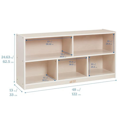 ECR4Kids 5-Compartment Mobile Storage Cabinet, Toddler, Classroom Furniture, White Wash - color: White Wash