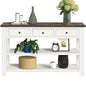 LKTART 48.8" Solid Wood Console Table for Entryway;Sofa Table with Drawers | 48.8" Antique White Real Wood Farmhouse Console Table with Storage and Shelf,Entryway Table for Entry Hallway,Easy Assembled - color: Antique White