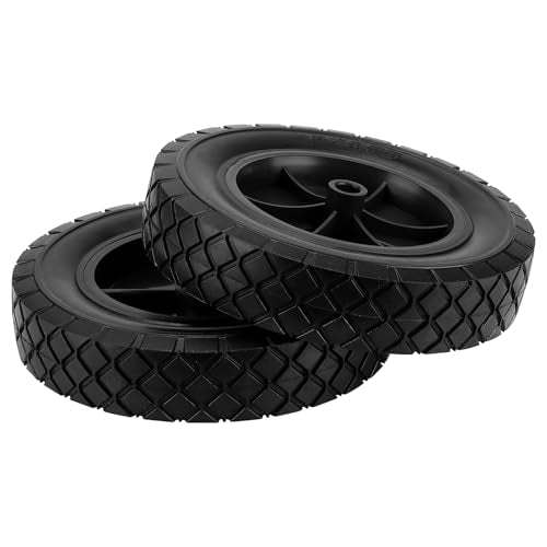 4 PCS 8 x 1.75 Inch Hand Truck Wheels, 1/2 Inch Axle Lawn Mower Wheels, Heavy Duty Rubber Replacement Tires Wheels for Dolly, Compresso,Grill - size: Black 4Pcs