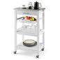 Giantex Kitchen Island Cart, Rolling Kitchen Storage Cart with Stainless Steel Tabletop, Drawer, Basket and Shelf, Utility Service Cart on Wheels for Restaurant Hotel
