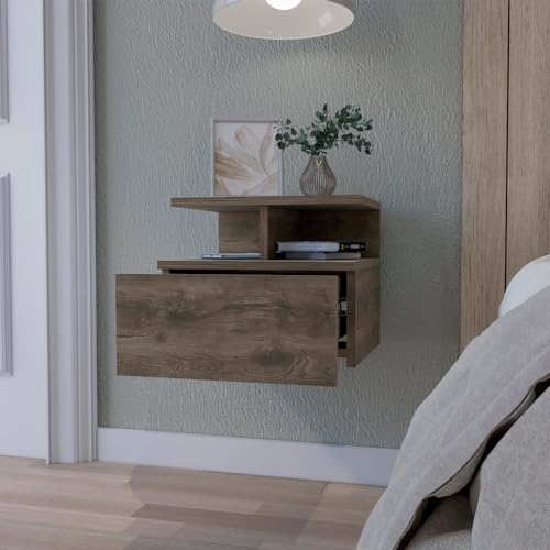 Compact Nightstand with Drawer: Modern Multi-Level Storage Table for Small Spaces - Wooden Legs Bedside End Table & Sofa Side Table for Micro Apartments