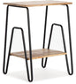 ClickDecor Cooper Industrial Side Table, Solid Wood Modern Farmhouse Rustic Accent with Black Metal Hairpin Legs, Living Room Storage, Brown