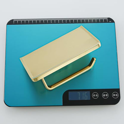 RANDOM Brushed Gold Toilet Paper Holder with Shelf Wall Mount Toilet Paper Roll Holder Solid Metal Toilet Tissue Holder Gold.RD93008BG - color: B-brushed Gold