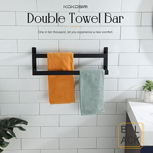 KOKOSIRI Towel Bars Black Bath Towel Holders 20 Inches Bathroom 2-Tiers Ladder Towel Rails Wall Mounted Towels Shelves Rack Stainless Steel, B5008BK-L20 - color: Matte Black, size: 20-Inch